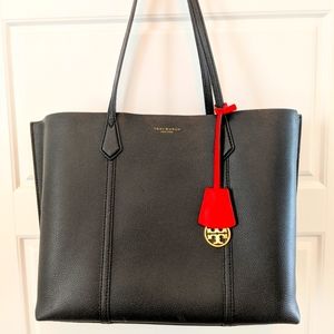 Tory Burch Perry Triple Compartment Black Tote Bag